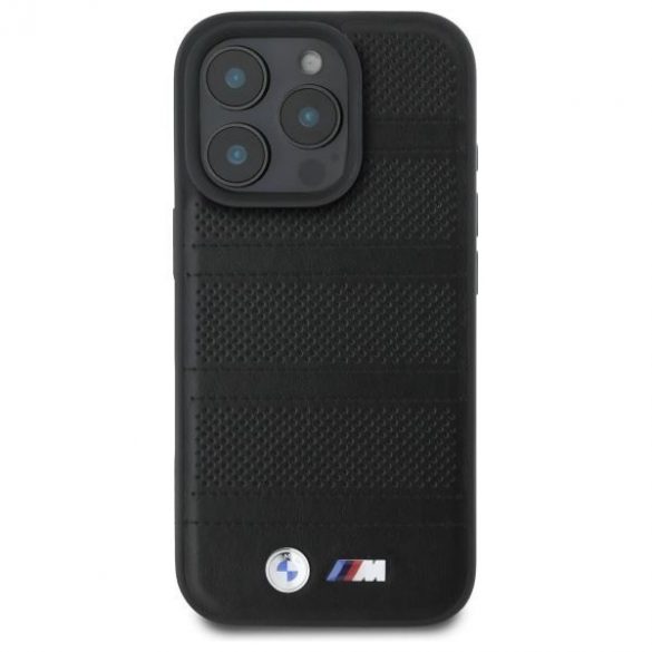 BMW BMHMP16X23PUSPK M Carcasă MagSafe cu linii perforate și cusute pentru iPhone 16 Pro Max - negru