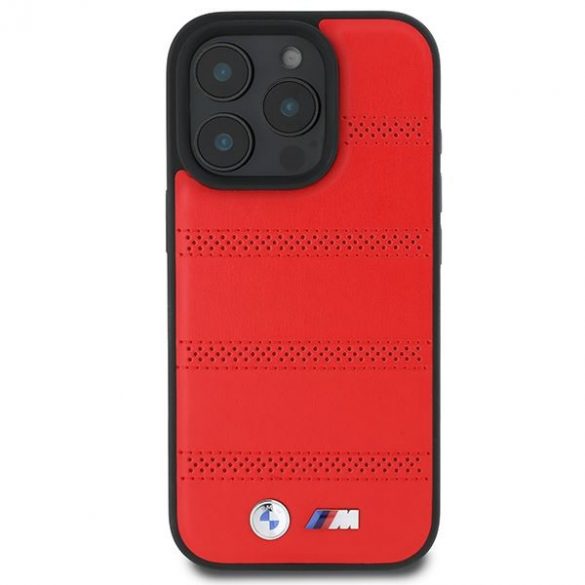 BMW BMHMP16L23PUSPR M Carcasă MagSafe cu linii perforate și cusute pentru iPhone 16 Pro - roșu