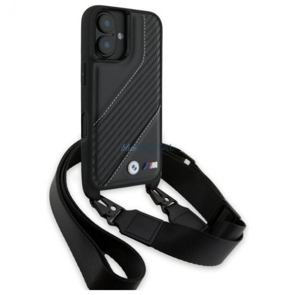 BMW BMHCP16S23PSCCK M Edition Carbon Stripe & Strap husă pentru iPhone 16 - negru