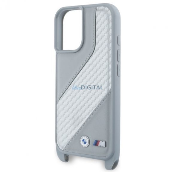 Carcasă rigidă BMW BMHCP16S23PSCCG M Edition Carbon Stripe & Strap pentru iPhone 16 - gri