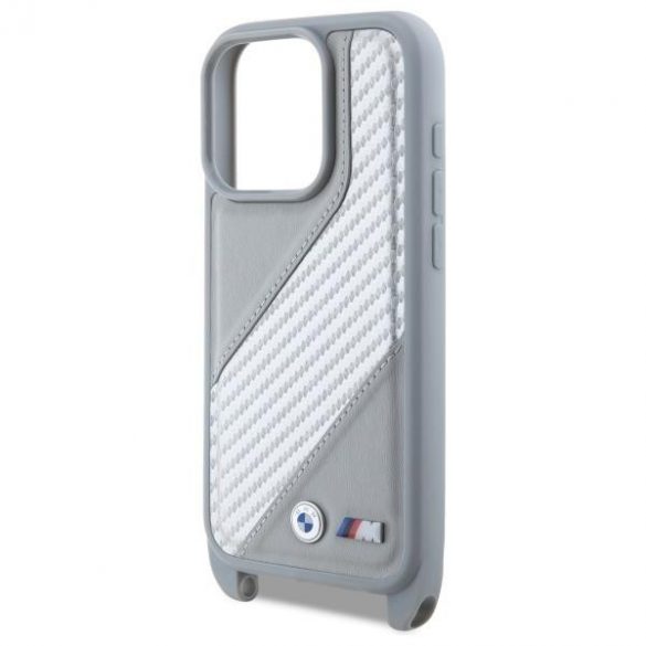 BMW BMHCP16X23PSCCG M Edition Carbon Stripe & Strap carcase rigide pentru iPhone 16 Pro Max - gri