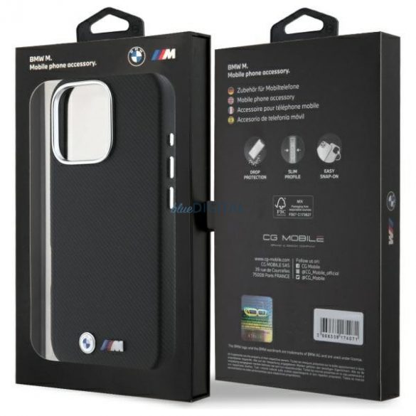 BMW BMHCP16L23PUFWKEV M Edition Kevlar Wrapped Metal hard case pentru iPhone 16 Pro - negru