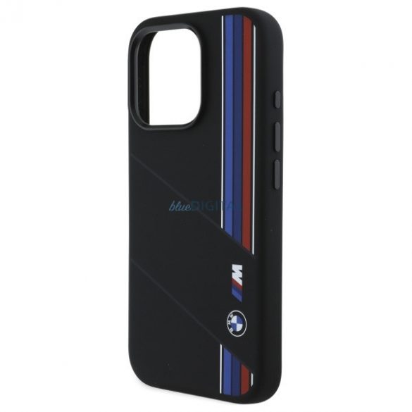 BMW BMHMP16L23SCUK Silicon Cut Tricolor Lines Carcasă tare compatibilă MagSafe pentru iPhone 16 Pro - negru