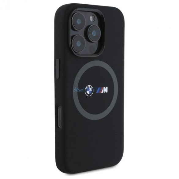 BMW BMHMP16L23SROK M Carcasă rigidă cu inel imprimat din silicon compatibilă cu MagSafe pentru iPhone 16 Pro - negru