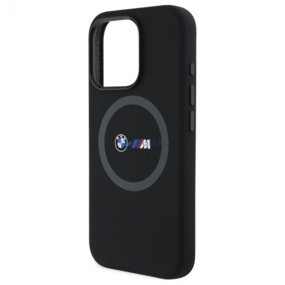 BMW BMHMP16L23SROK M Carcasă rigidă cu inel imprimat din silicon compatibilă cu MagSafe pentru iPhone 16 Pro - negru