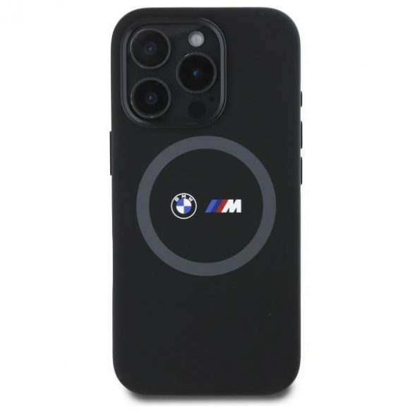 BMW BMHMP16X23SROK M Carcasă rigidă cu inel imprimat din silicon compatibilă cu MagSafe pentru iPhone 16 Pro Max - negru