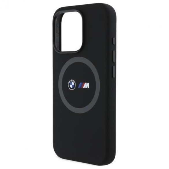 BMW BMHMP16X23SROK M Carcasă rigidă cu inel imprimat din silicon compatibilă cu MagSafe pentru iPhone 16 Pro Max - negru