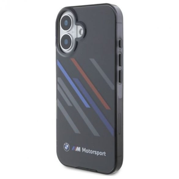 Carcasă BMW BMHCP16S23HTRAK Motosport IML Random Stripes pentru iPhone 16 - negru