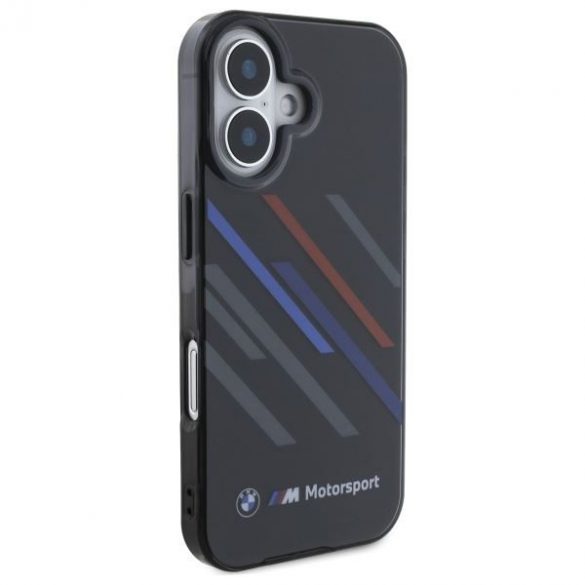 Carcasă BMW BMHCP16S23HTRAK Motosport IML Random Stripes pentru iPhone 16 - negru