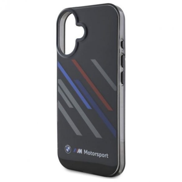 Carcasă BMW BMHCP16S23HTRAK Motosport IML Random Stripes pentru iPhone 16 - negru