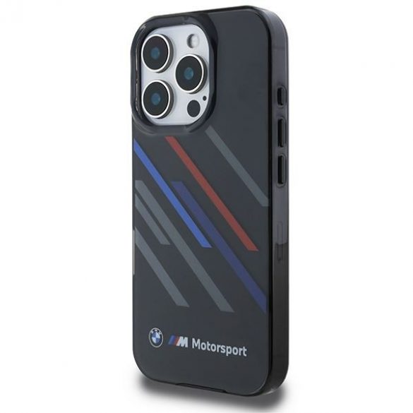 Carcasă BMW BMHCP16L23HTRAK Motosport IML Random Stripes pentru iPhone 16 Pro - negru