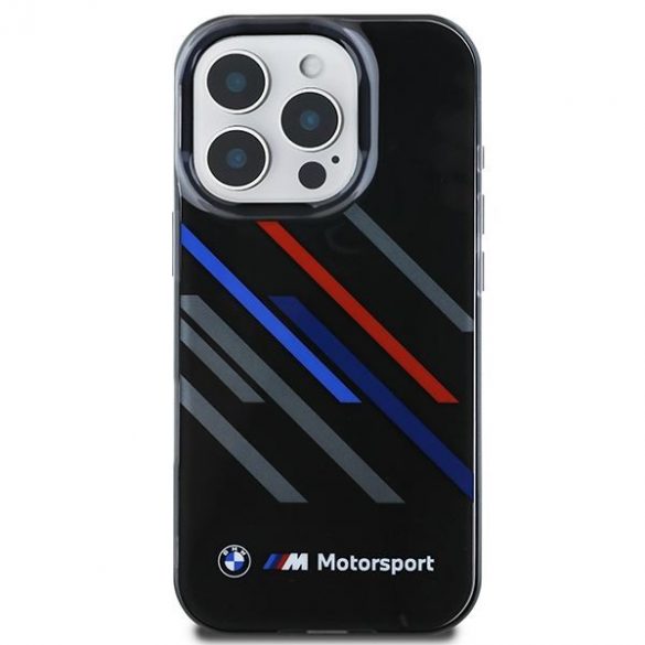 Carcasă BMW BMHCP16L23HTRAK Motosport IML Random Stripes pentru iPhone 16 Pro - negru