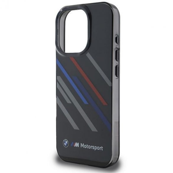 Carcasă BMW BMHCP16L23HTRAK Motosport IML Random Stripes pentru iPhone 16 Pro - negru