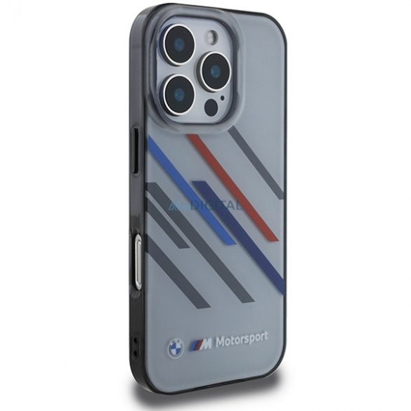 Carcasă BMW BMHCP16L23HTRAG Motosport IML Random Stripes pentru iPhone 16 Pro - gri