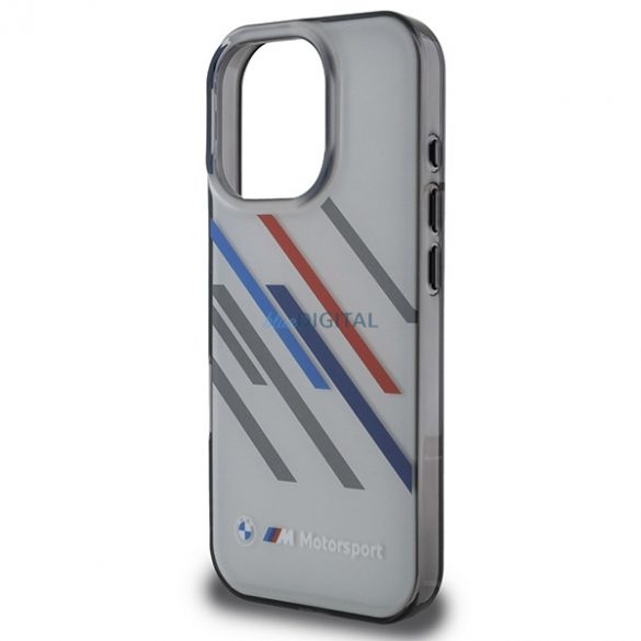 Carcasă BMW BMHCP16L23HTRAG Motosport IML Random Stripes pentru iPhone 16 Pro - gri