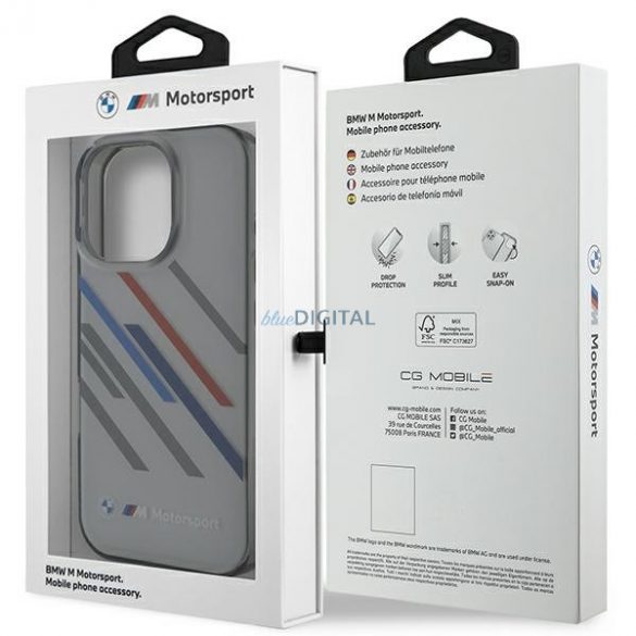 Carcasă BMW BMHCP16L23HTRAG Motosport IML Random Stripes pentru iPhone 16 Pro - gri