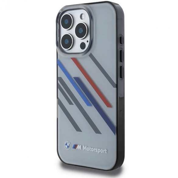 Carcasă BMW BMHCP16X23HTRAG Motosport IML Random Stripes pentru iPhone 16 Pro Max - gri