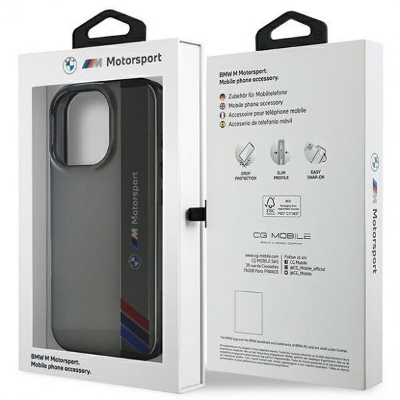 Carcasă BMW BMHCP16X23HTFEG Motosport IML Vertical Stripe pentru iPhone 16 Pro Max - gri