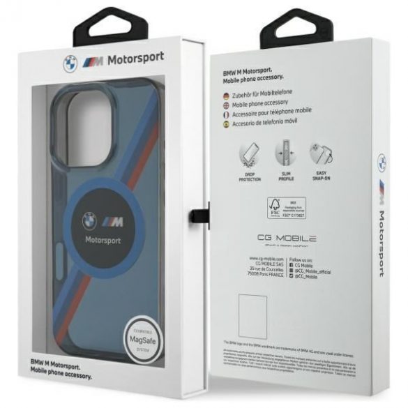 Carcasă BMW BMHMP16X23HTPUV Motosport IML Circle MagSafe pentru iPhone 16 Pro Max - albastru marin