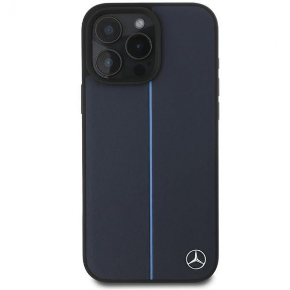 Mercedes MEHMP16X23RURBV MB Blue Line piele MagSafe Hard Case iPhone 16 Pro Max - Albastru marin