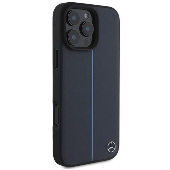 Mercedes MEHMP16X23RURBV MB Blue Line piele MagSafe Hard Case iPhone 16 Pro Max - Albastru marin