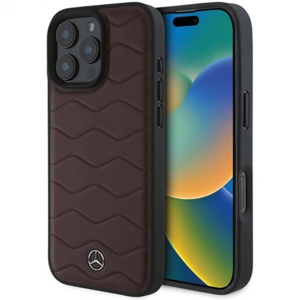 Mercedes MEHCP16X23RWRSR MB Waves Husă din piele pentru iPhone 16 Pro Max - roșu