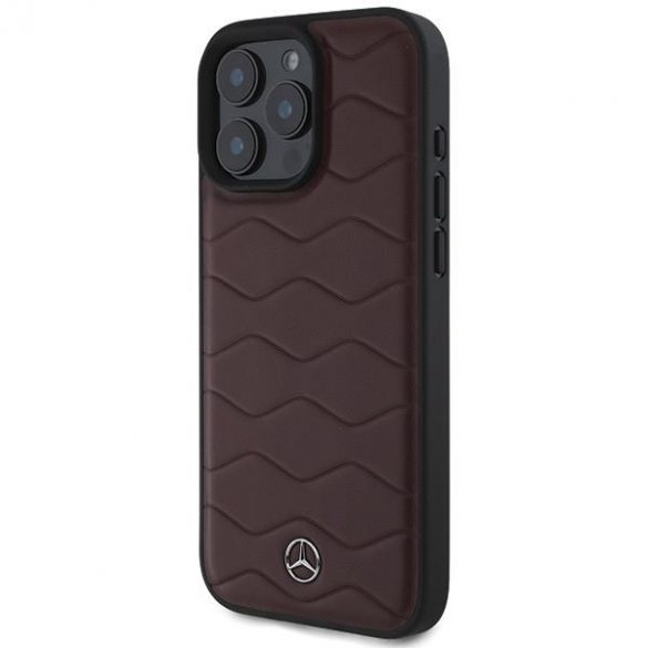 Mercedes MEHCP16X23RWRSR MB Waves Husă din piele pentru iPhone 16 Pro Max - roșu