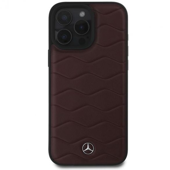 Mercedes MEHCP16X23RWRSR MB Waves Husă din piele pentru iPhone 16 Pro Max - roșu