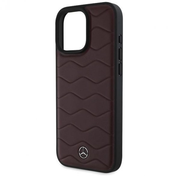 Mercedes MEHCP16X23RWRSR MB Waves Husă din piele pentru iPhone 16 Pro Max - roșu