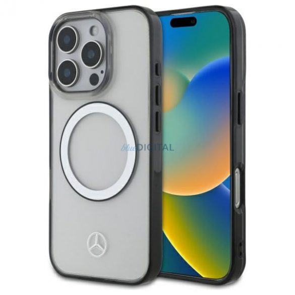 Mercedes MEHMP16L23HUOKC Carcasă rigidă cu logo imprimat compatibilă cu MagSafe pentru iPhone 16 Pro - transparentă