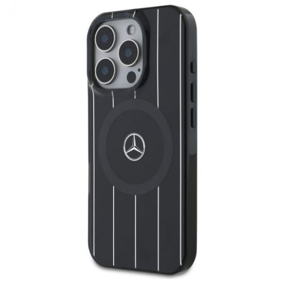 Mercedes MEHMP16L23HRSK MB Carcasă rigidă MagSafe cu două straturi de linii încrucișate pentru iPhone 16 Pro - negru