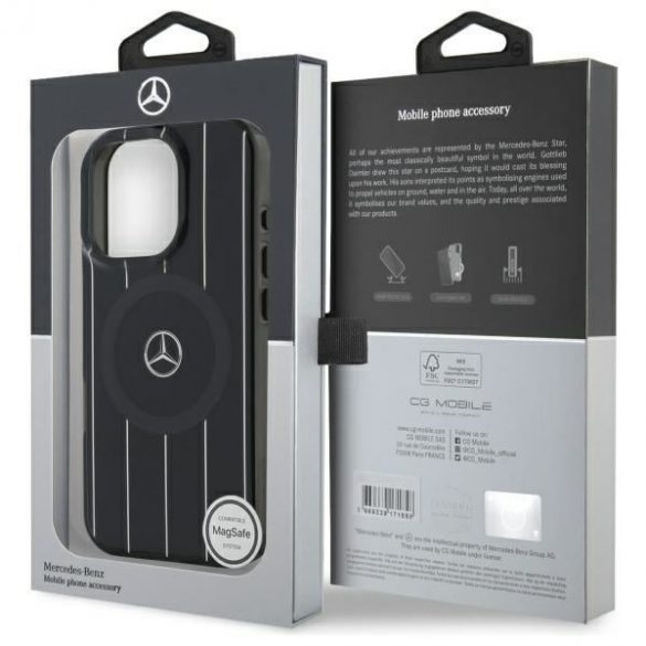 Mercedes MEHMP16L23HRSK MB Carcasă rigidă MagSafe cu două straturi de linii încrucișate pentru iPhone 16 Pro - negru