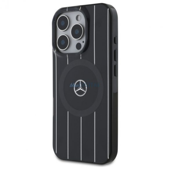 Mercedes MEHMP16X23HRSK MB Carcasă rigidă cu două straturi încrucișate MagSafe compatibilă pentru iPhone 16 Pro - Negru