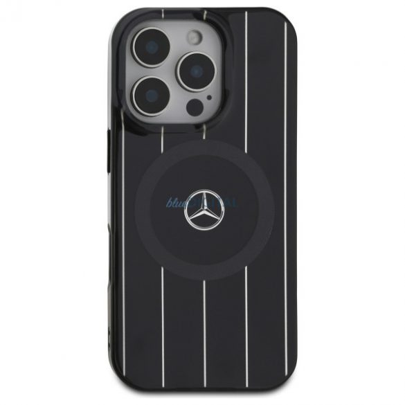 Mercedes MEHMP16X23HRSK MB Carcasă rigidă cu două straturi încrucișate MagSafe compatibilă pentru iPhone 16 Pro - Negru