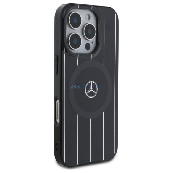 Mercedes MEHMP16X23HRSK MB Carcasă rigidă cu două straturi încrucișate MagSafe compatibilă pentru iPhone 16 Pro - Negru