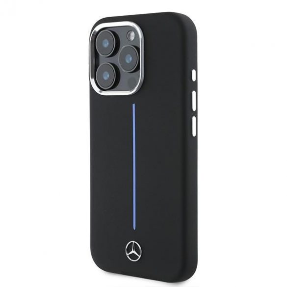 Mercedes MEHMP16X23SUMBK Silicon Blue Stripe MagSafe carcase rigide pentru iPhone 16 Pro Max - Negru