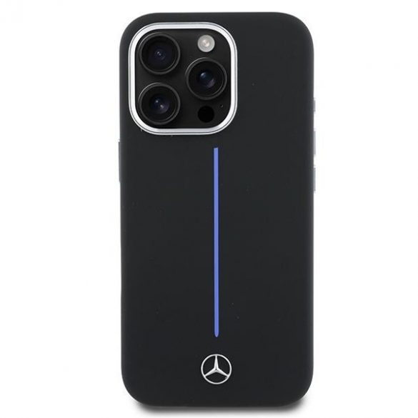 Mercedes MEHMP16X23SUMBK Silicon Blue Stripe MagSafe carcase rigide pentru iPhone 16 Pro Max - Negru