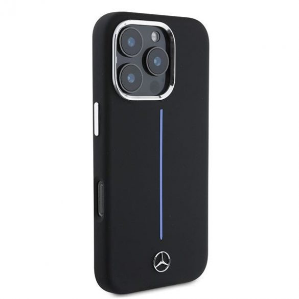 Mercedes MEHMP16X23SUMBK Silicon Blue Stripe MagSafe carcase rigide pentru iPhone 16 Pro Max - Negru