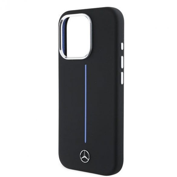 Mercedes MEHMP16X23SUMBK Silicon Blue Stripe MagSafe carcase rigide pentru iPhone 16 Pro Max - Negru