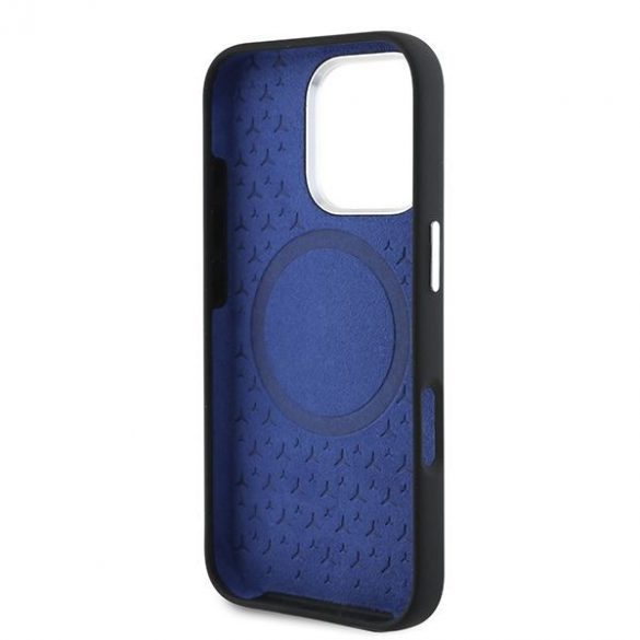 Mercedes MEHMP16X23SUMBK Silicon Blue Stripe MagSafe carcase rigide pentru iPhone 16 Pro Max - Negru