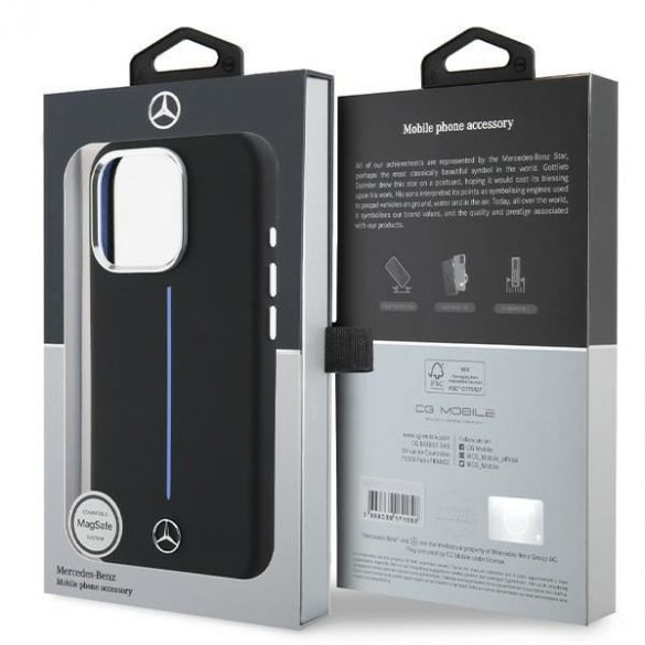 Mercedes MEHMP16X23SUMBK Silicon Blue Stripe MagSafe carcase rigide pentru iPhone 16 Pro Max - Negru