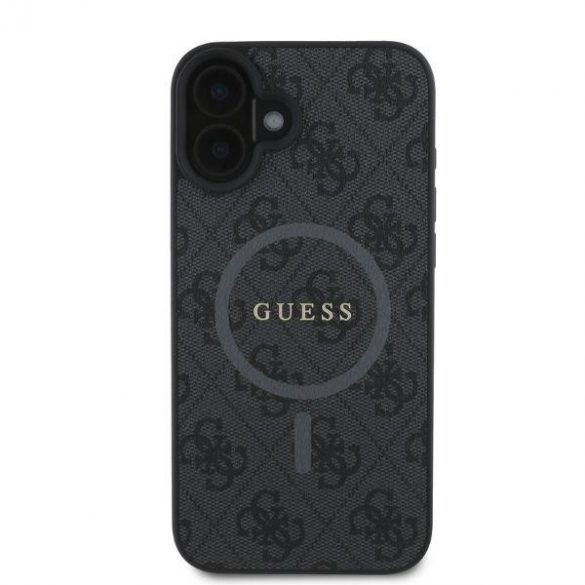 Guess GUHMP16SG4GFRK iPhone 16 6,1" czarny/negru MagSafe PU 4G Ring Classic Logo