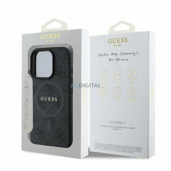 Guess GUHMP16LG4GFRK iPhone 16 Pro 6,3" czarny/negru MagSafe PU 4G Ring Classic Logo