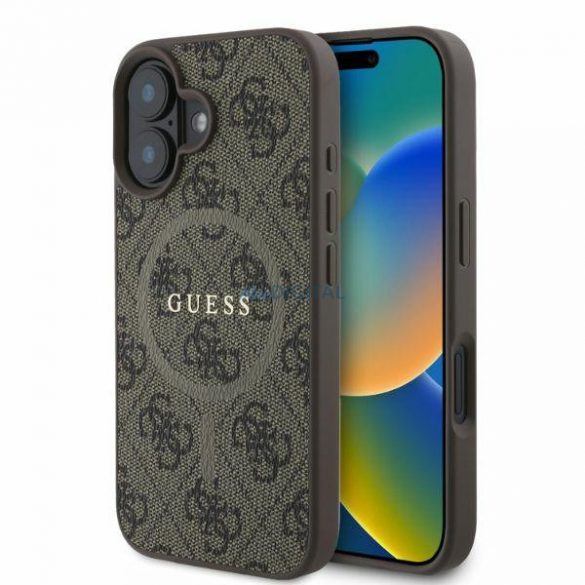 Guess GUHMP16SG4GFRW iPhone 16 6,1" brązowy/maro MagSafe PU 4G Ring Classic Logo