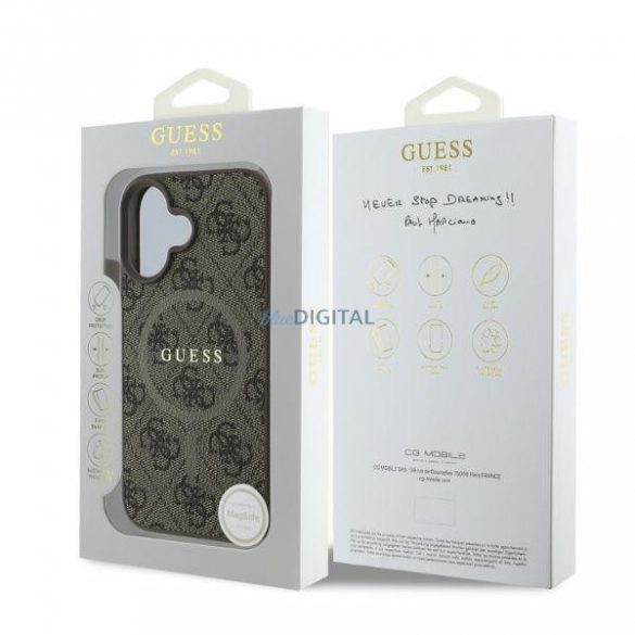 Guess GUHMP16SG4GFRW iPhone 16 6,1" brązowy/maro MagSafe PU 4G Ring Classic Logo