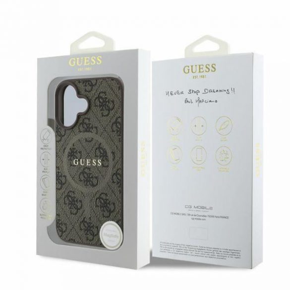 Guess GUHMP16SG4GFRW iPhone 16 6,1" brązowy/maro MagSafe PU 4G Ring Classic Logo