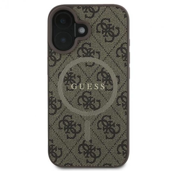 Guess GUHMP16MG4GFRW 4G Ring Classic Logo MagSafe carcase rigide pentru iPhone 16 Plus - maro