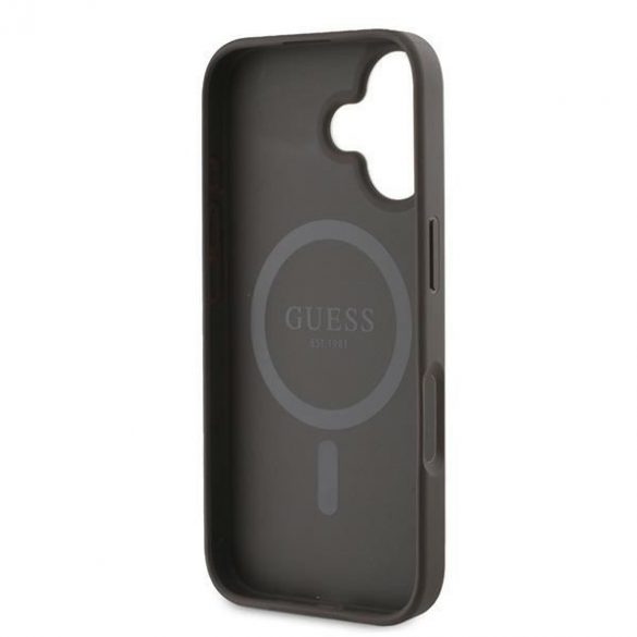 Guess GUHMP16MG4GFRW 4G Ring Classic Logo MagSafe carcase rigide pentru iPhone 16 Plus - maro