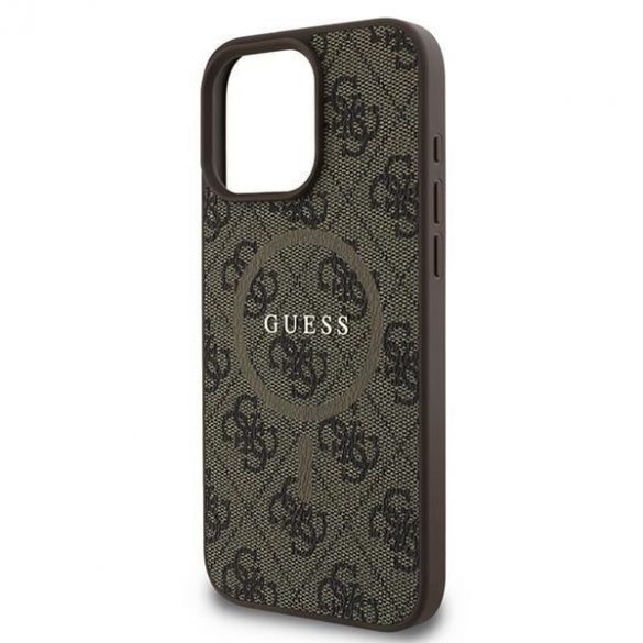 Guess GUHMP16LG4GFRW 4G Ring Classic Logo MagSafe carcase rigide pentru iPhone 16 Pro - maro