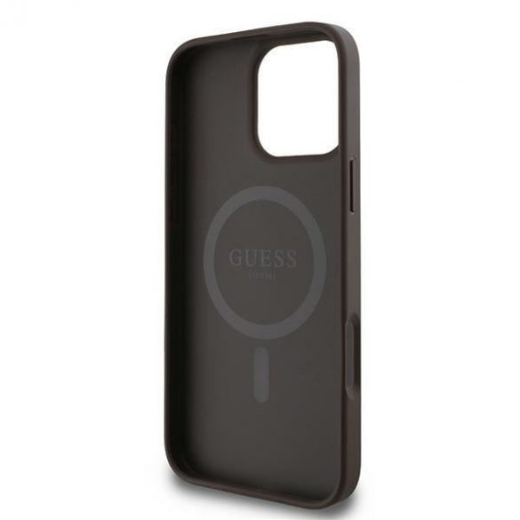 Guess GUHMP16LG4GFRW 4G Ring Classic Logo MagSafe carcase rigide pentru iPhone 16 Pro - maro